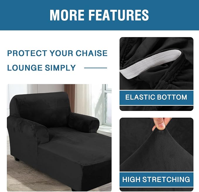 H.VERSAILTEX Velvet Chaise Lounge Cover High Stretch Chaise Chair Cover - Image 5