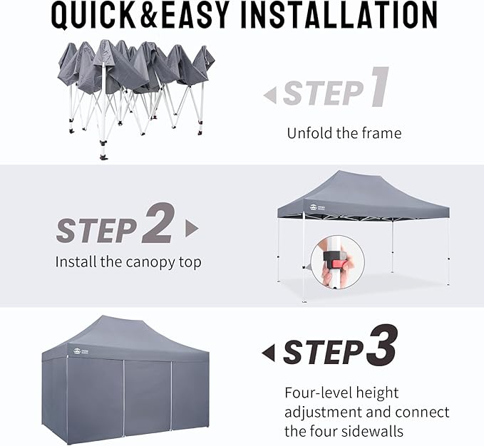 CROWN SHADES 10x15 Pop Up Canopy Tent, Thicken Frame Commercial Heavy Duty Tent - Image 5