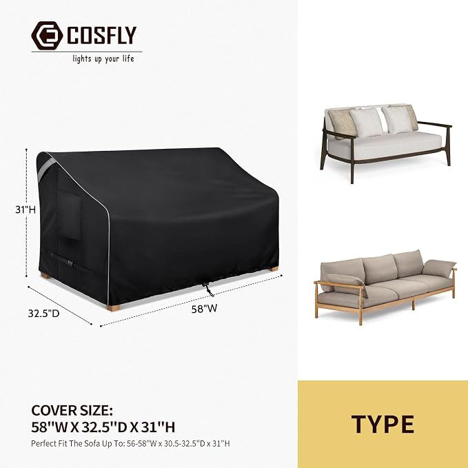 COSFLY Outdoor Patio Loveseat Covers Waterproof, Heavy-Duty UV-Resistant - Image 2