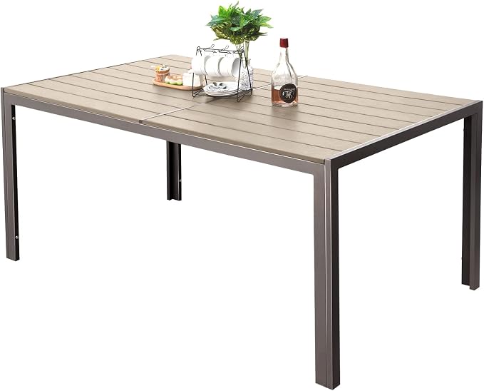 Devoko Patio Dining Table for 6 Outdoor Patio Table 59" x 35" Weather-Resistant by DEVOKO