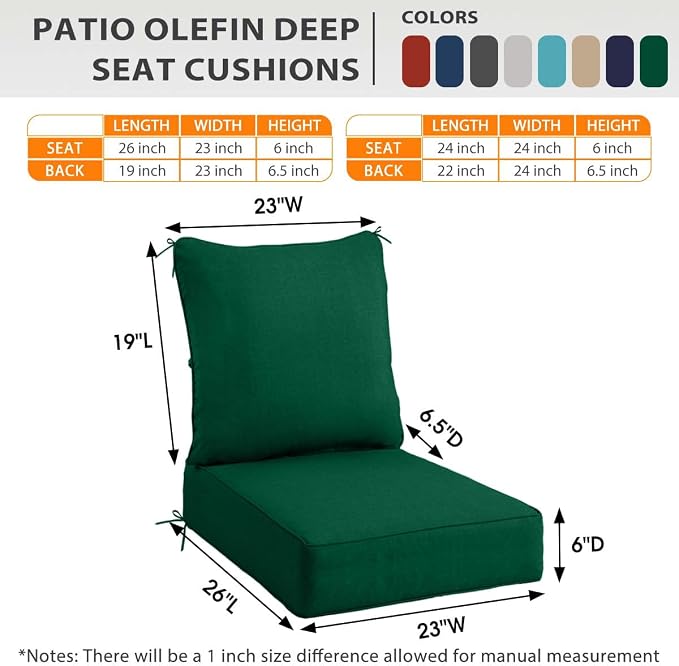 Sundale Outdoor Olefin Deep Seat Cushion, Patio Chair Cushion and Pillow - Image 5