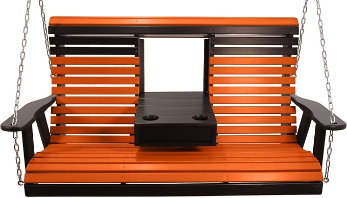 5FT Orange Flip-Cup ROLLBACK Porch Swing Bench, Amish-Made Poly Lumber Wood by Unknown