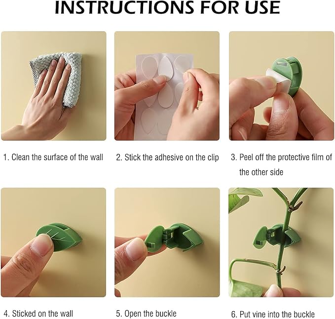 100 Pcs Plant Climbing Wall Fixture Clips Self-Adhesive Hook Vines Traction - Image 6