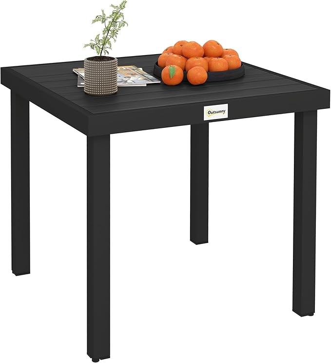 Outsunny Outdoor Dining Table for 4 Person, Square Patio Table, Aluminum Metal by Outsunny