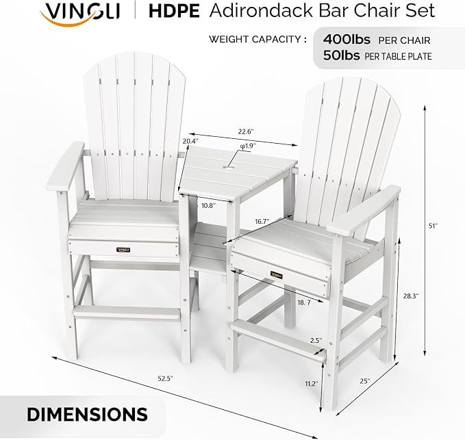 VINGLI Tall Adirondack Chairs Set of 2 - Image 6