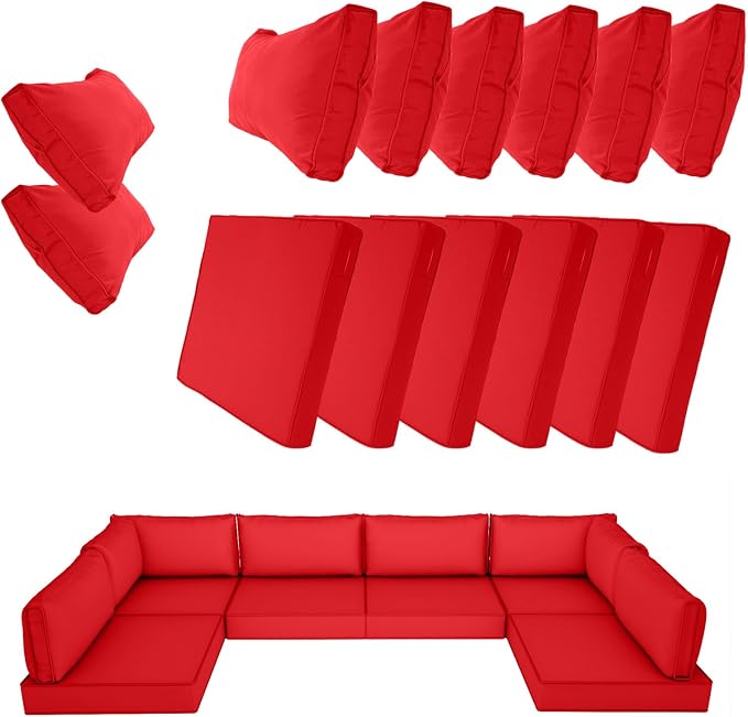 14 Piece Outdoor Patio Cushion Cover Replacement, Waterproof Patio Cushion by SpaceHop