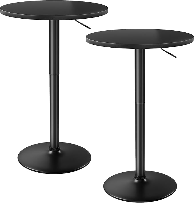 Flamaker Round Bistro Pub Table 23.6 Inch Height Adjustable 360° Swivel Bar by Flamaker