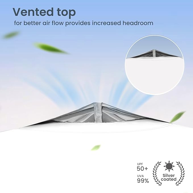 PHI VILLA 10x10 Pop Up Canopy Tent Easy Outdoor Sun Shade - Image 3