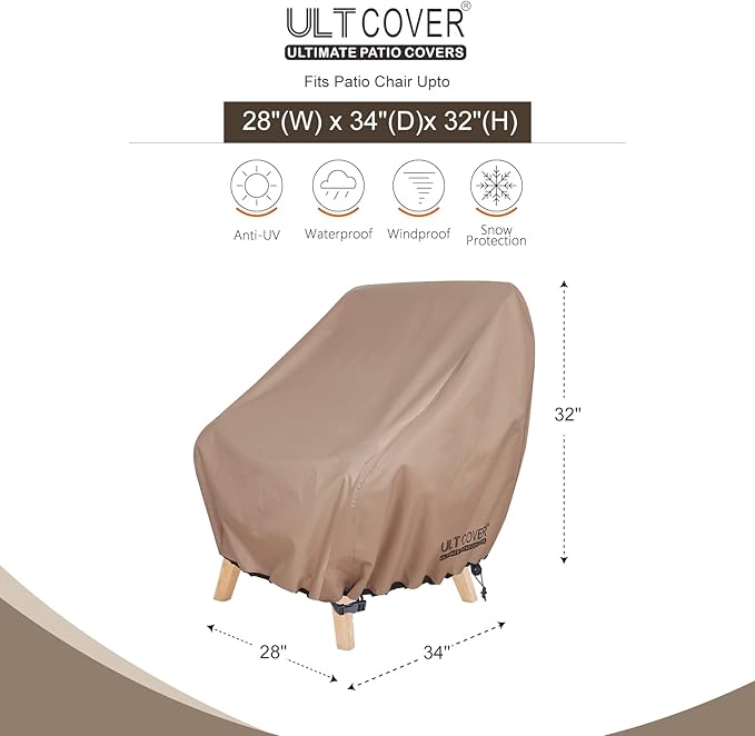 ULTCOVER Waterproof Patio Chair Cover 2 Pack – Outdoor Lounge Deep Seat Single - Image 2