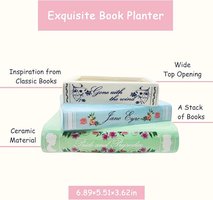 Small Book-Shaped Decorative Planter - Image 3