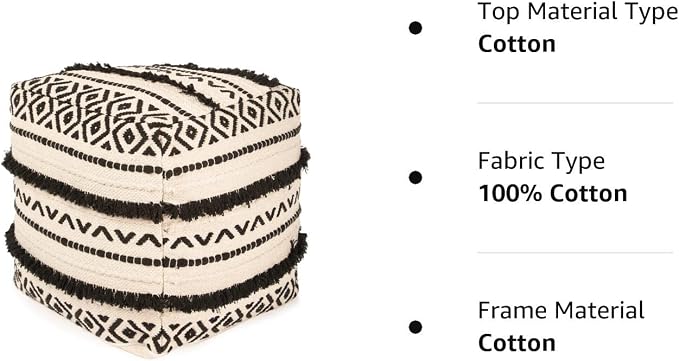 REDEARTH · UNSTUFFED Pouf Ottoman Cover Textured Boho Storage Cube Bean Bag - Image 9