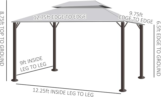 Outsunny 10' x 13' Patio Gazebo, Outdoor Gazebo Canopy Shelter - Image 7