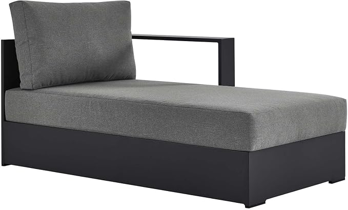 Modway Tahoe Powder-Coated Aluminum Outdoor Chaise Lounge in Gray Charcoal - Image 3