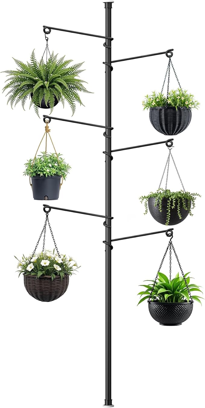 Tension Rod Plant Stand, Plant Poles by Zononoca