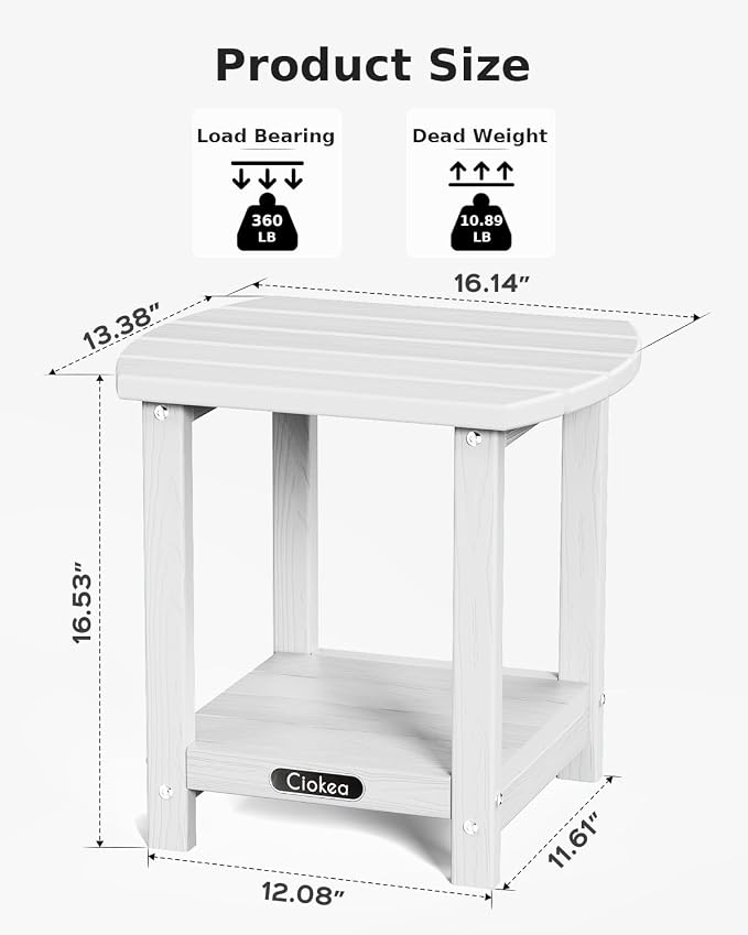 Ciokea Adirondack Outdoor Side Table, 2-Tier Sturdy Patio End Table Weather - Image 3