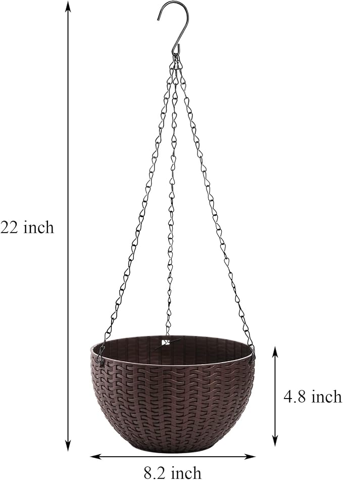 Foraineam 4 Pack 8.2 inch Self-Watering Hanging Planters, Garden Flower Plant - Image 3