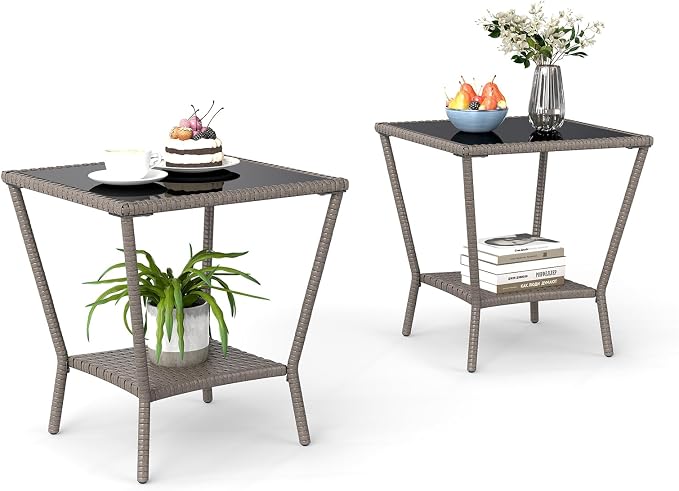 Kinfant Rattan Patio Side Table by Kinfant