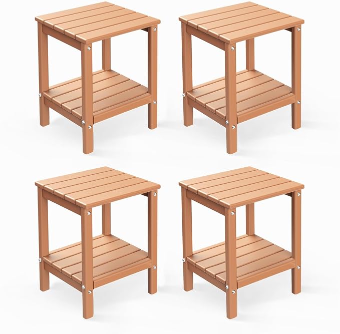 GREENVINES Adirondack-Outdoor-Side-Table | Set of 4 | 14 x 13 Inches | HDPE by GreenVines