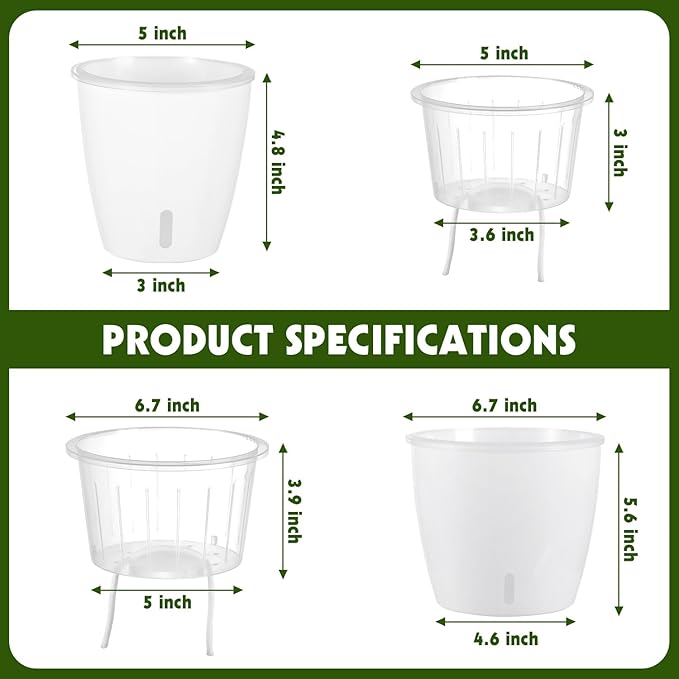 Self-Watering Pots for Indoor Plants, Small African Violet Pots - Image 2