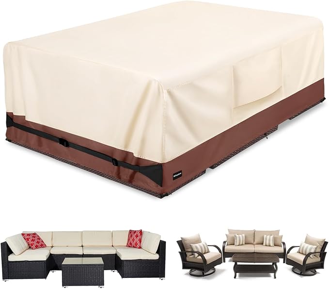 Rectangular Patio Furniture Covers, Upgraded 600D Heavy Duty Outdoor Furniture by Rileytee