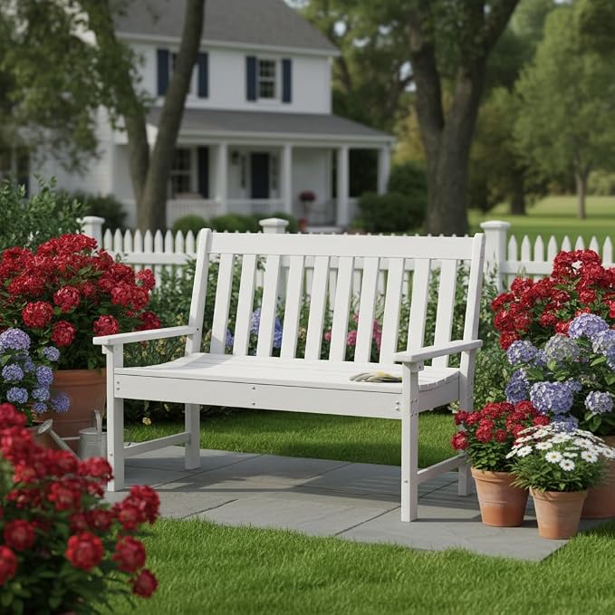 Tangkula HDPE Outdoor Garden Bench - Image 3