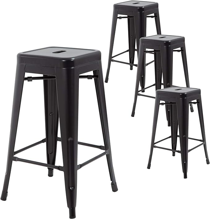 FDW Metal Bar Stools Set of 4 Counter Height Bar Stools 24 Inches Industrial by FDW