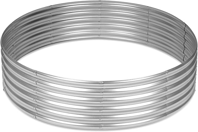 OUSHENG 4x4x1ft Round Galvanized Raised Garden Beds Outdoor, Steel Fire Pit by OUSHENG