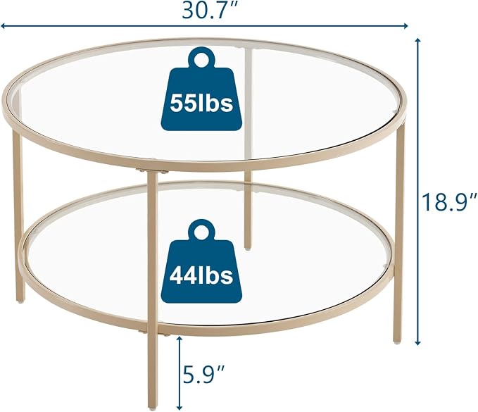 VINGLI Glass Coffee Table, Transparent Glass Coffee Tables - Image 2