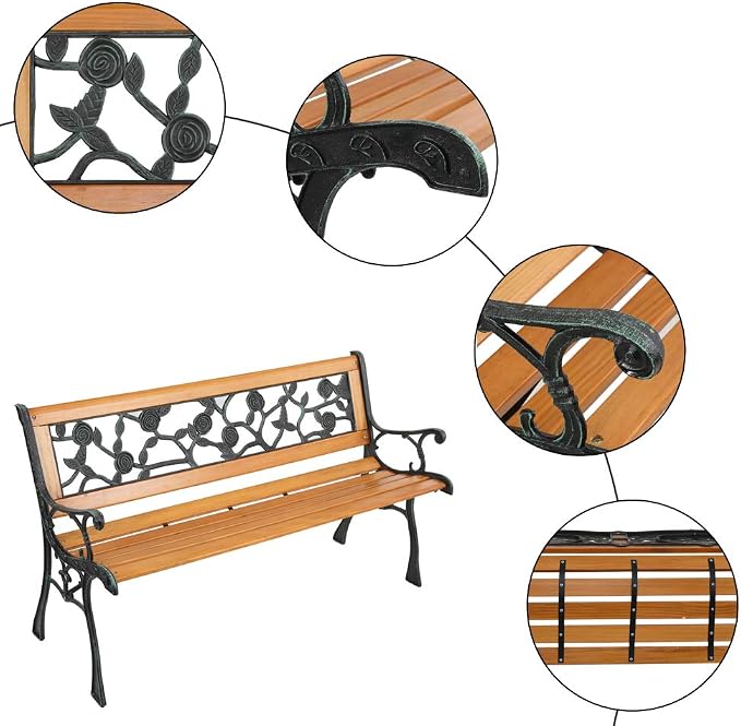 Patio Bench, Outdoor Garden Bench Park Bench, Patio Bench Chair - Image 4