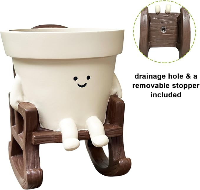 Smiley Face Planter Pot Small, Cute Resin Flower Head Planters - Image 5
