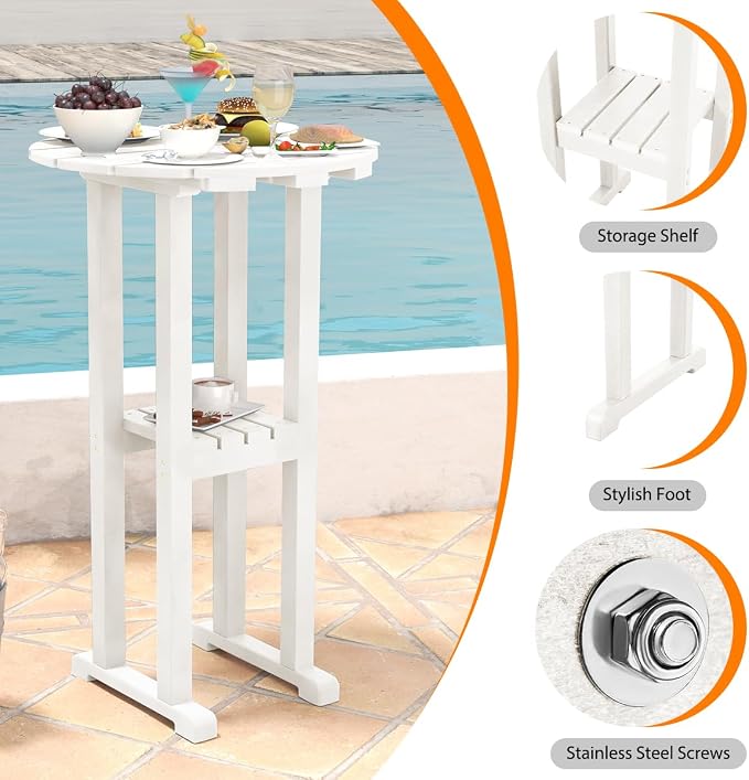 Sundale Outdoor 39 Inches Height Adirondack Bar Table, Patio HDPE Pub Height - Image 4