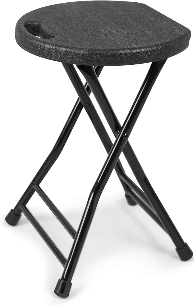 Folding Stool with Handle, Folding Chair, Folding Bar Stool with Non-Slip Feet by COOZMENT