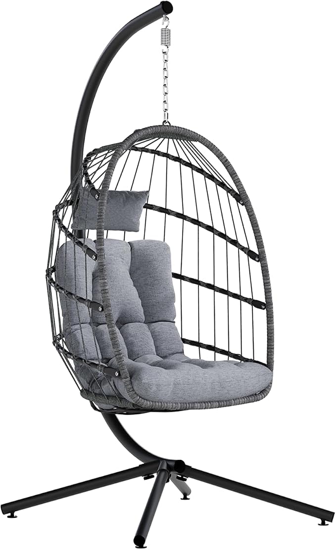 SWITTE Egg Chair Outdoor with Stand, Indoor Wicker Hanging Egg Swing Chair with by SWITTE