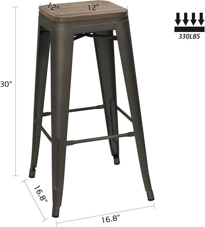 Devoko Metal Bar Stool 30'' Indoor Outdoor Stackable Barstools Modern - Image 7