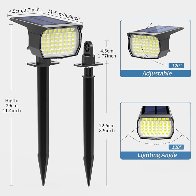 Solar Spot Lights Outdoor Waterproof IP65, 2 Pack Landscape Spotlights - Image 6