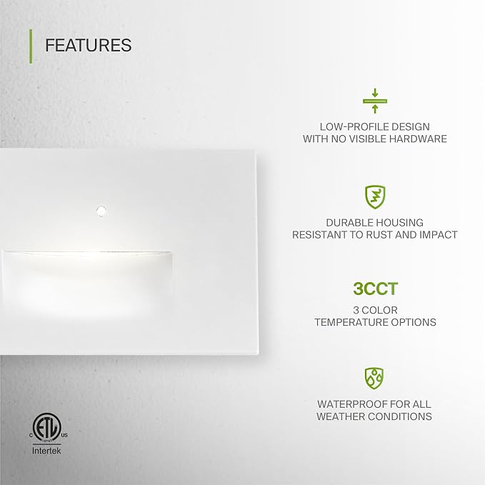ASD LED Recessed Step Light Fixture, Dusk To Dawn Outdoor Stair Tread Lighting - Image 3