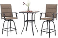 PHI VILLA 3 Piece Outdoor Swivel Bar Stools Set, Bar Height Patio Set by PHIVILLAThepioneerofcomfortablehouseholdsupplies