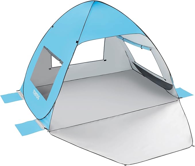 TOBTOS UPF 50+ Pop Up Beach Tent, Easy Set Up Beach Umbrella, Sun Shelter by TOBTOS