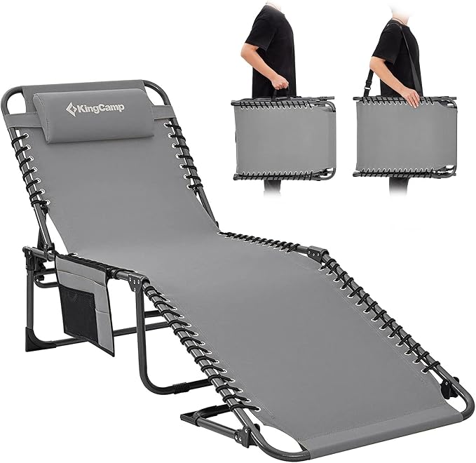 KingCamp Lounge Chair Outdoor, Folding Tanning Chairs Comfy Adjustable by KingCamp