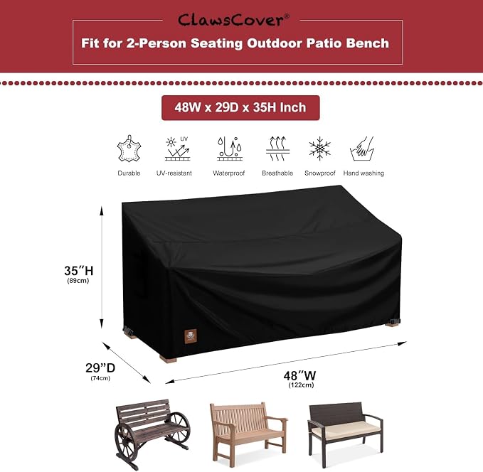 2 Seater Outdoor Bench Covers Waterproof, 48W x 29D x 35H Inch, All Weather and - Image 5