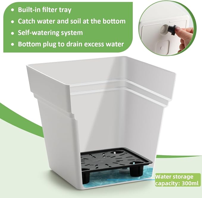 6-Pack 7 Inch Square Planters - Image 2