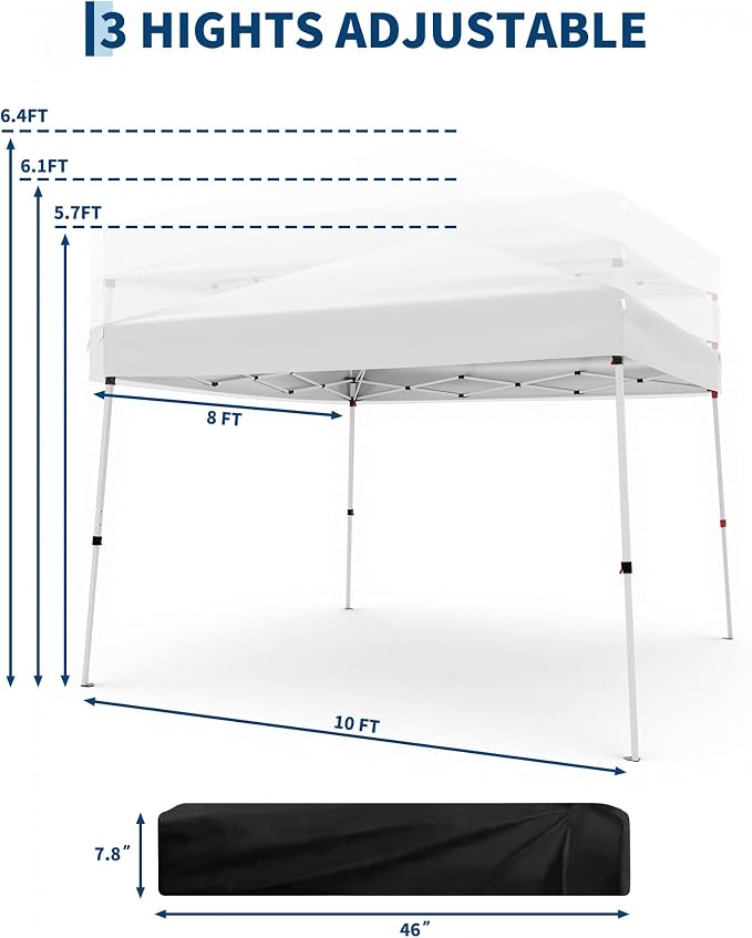 Canopy Tent, GarveeLife 10X10 FT Pop Up Canopy Outdoor Instant Tent Slant Legs - Image 2