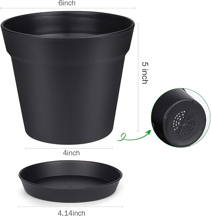 homenote Pots for Plants, 15 Pack 6 Inch Plastic Planters - Image 5