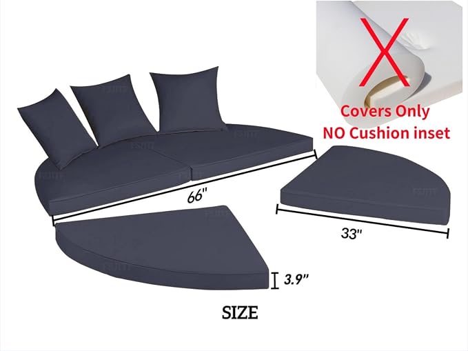 Outdoor Round daybed Cushion Cover, 4 in 1 Cushion Cover - Image 3