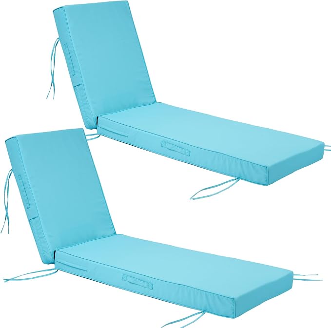 Chaise Lounge Cushions Outdoor Set of 2, Waterproof & Fade Resistant Patio by SXIORMHJ