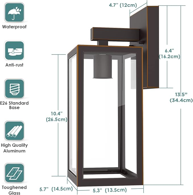 MAXvolador Outdoor Wall Lantern, Large Exterior Waterproof Wall Sconce Light - Image 2