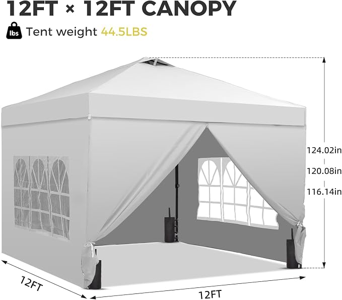 12x12 FT Pop Up Canopy, Instant Canopy Tent - Image 5