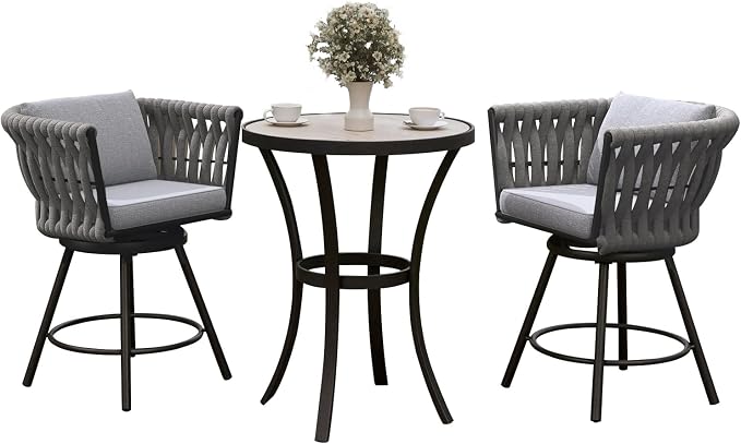 Grand patio 3-Piece Outdoor Swivel Bar Stools Set of 2 by GrandPatio