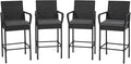 ECOTOUGE Patio Wicker Barstools Set of 4, Rattan Outdoor Bar Height Chairs by ECOTOUGE
