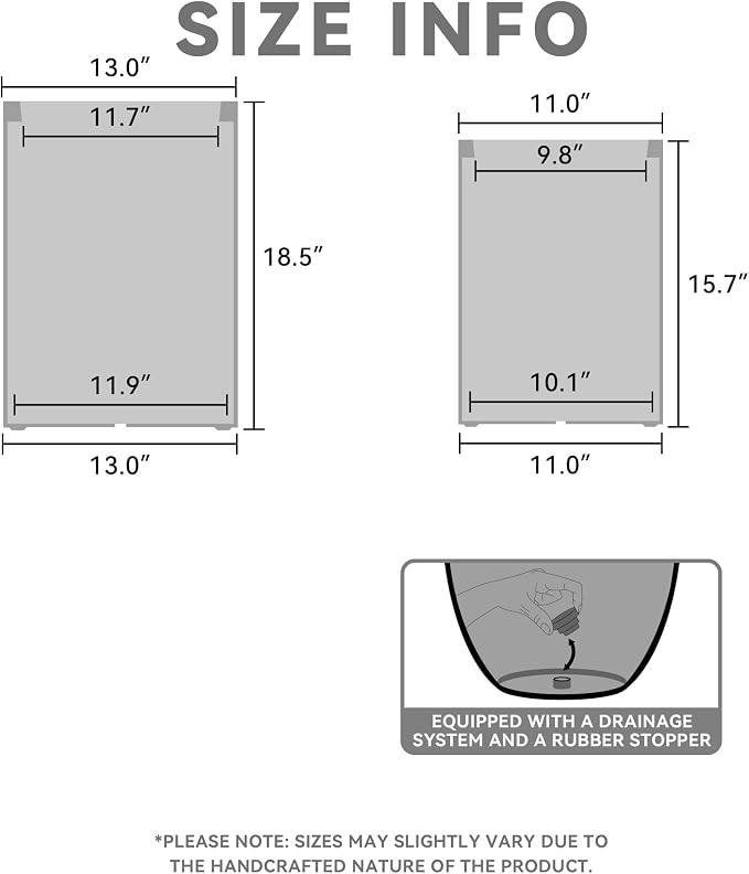 Kante 18.5", 15.7" H Tall Rectangular Concrete Planters Set of 2, Outdoor - Image 2